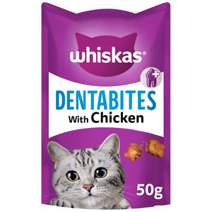 Whiskas Dentabites Adult Cat Dental Treat Biscuits with Chicken 50g